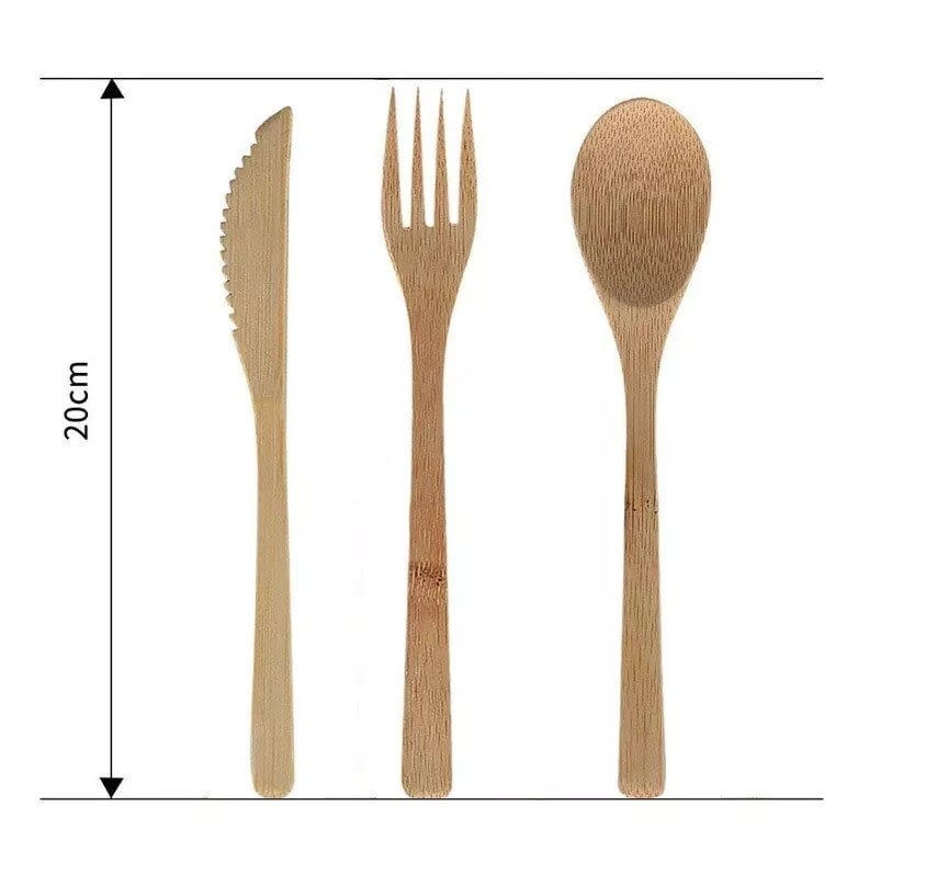 Biodegradable Spoon Fork Chopsticks Portable Tableware Wooden Cutlery Travel Set